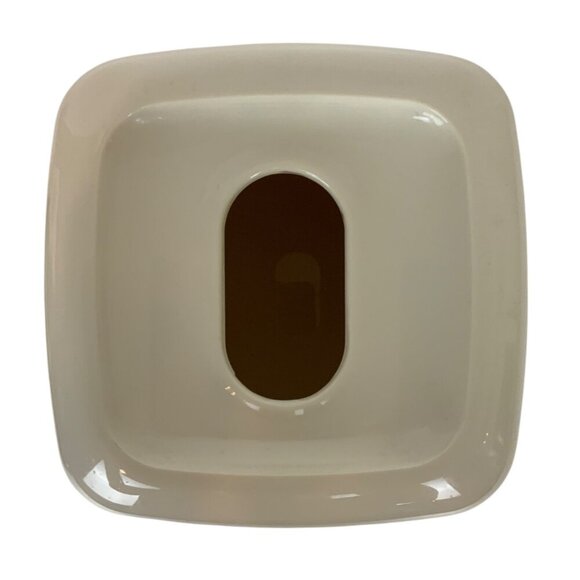 Vintage Square Ivory Tissue Box Holder 22 kt Gold Trim Molded Plastic Bath Decor - Picture 7 of 9